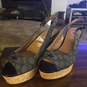 Black and Gray Coach wedges